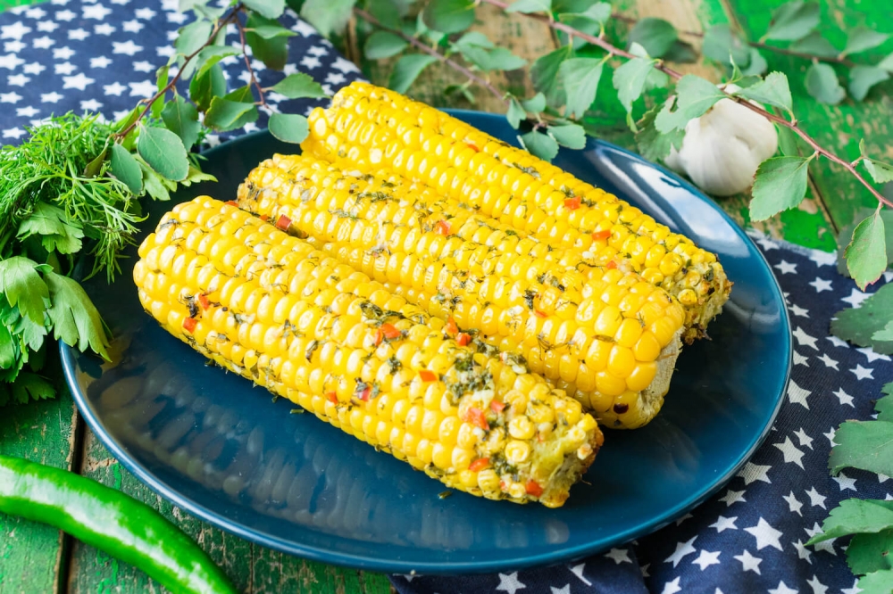 Oven Roasted Corn with Spicy Butter