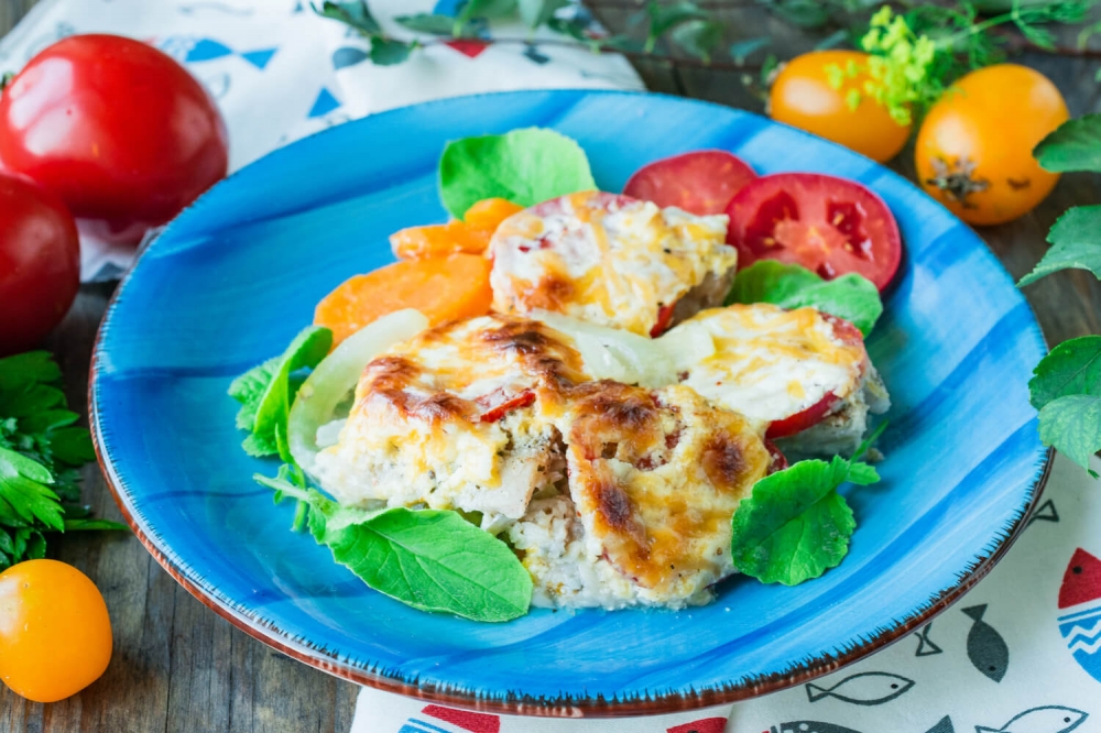 Hake with Vegetables and Cheese