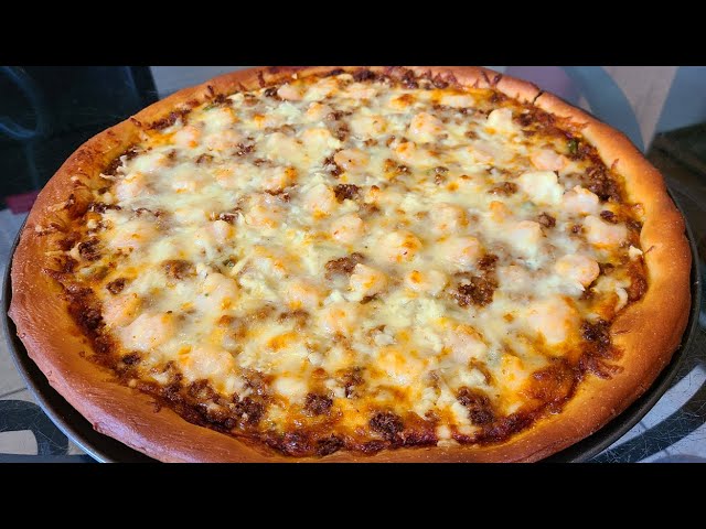 Spicy Shrimp and Hot sausage pizza