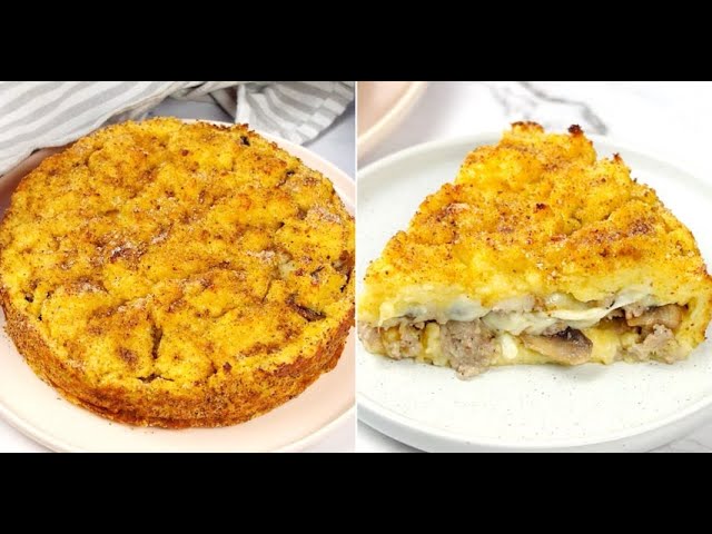 Savory potato and mushroom crumble pie