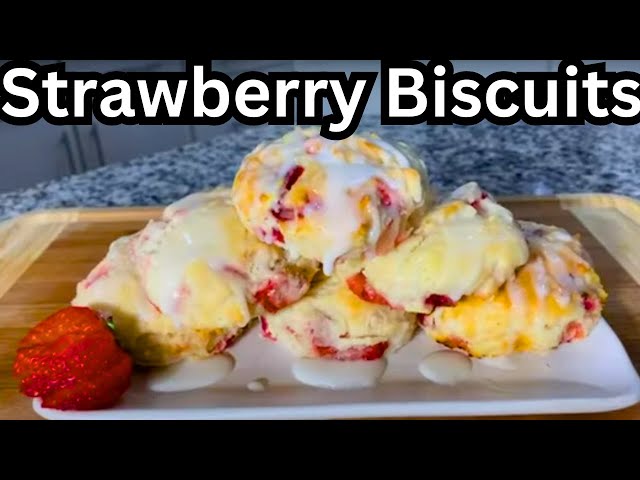 Homemade Strawberry Biscuits With Warm Vanilla Icing