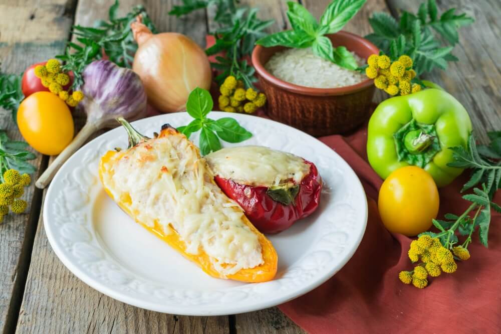Russian Stuffed Peppers with Chicken and Rice