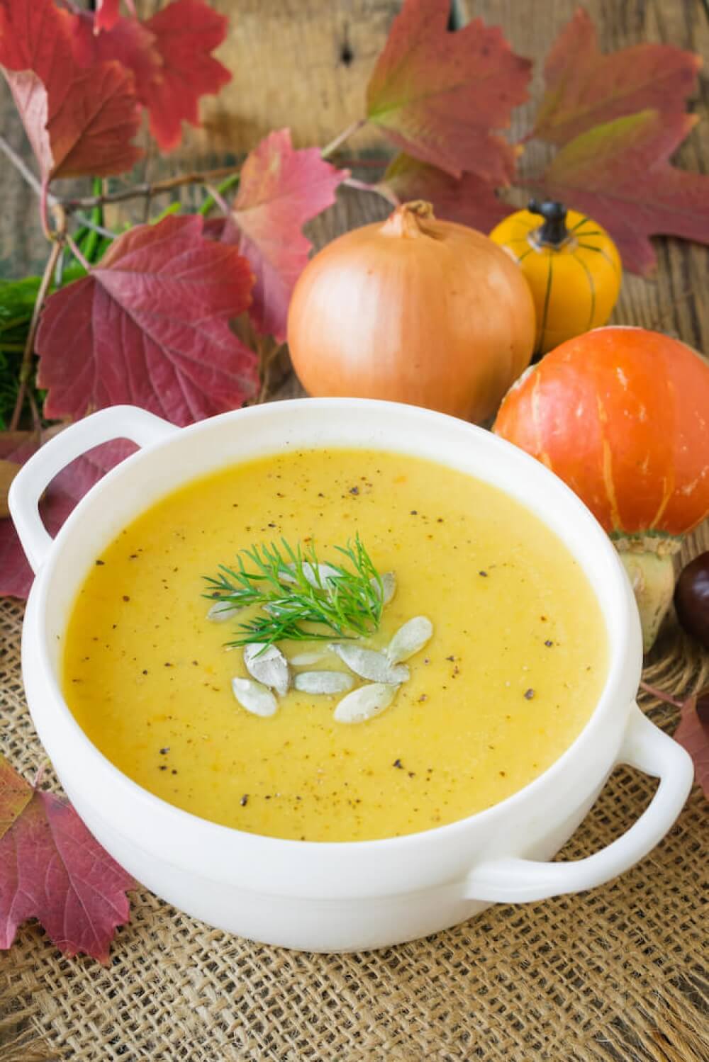 Easy Pumpkin Soup with Melted Cheese
