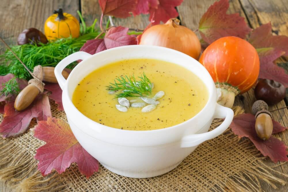 Easy Pumpkin Soup with Melted Cheese