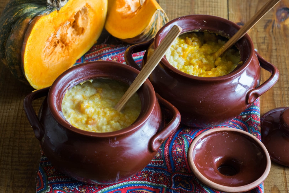 Millet Porridge with Pumpkin in a Pot