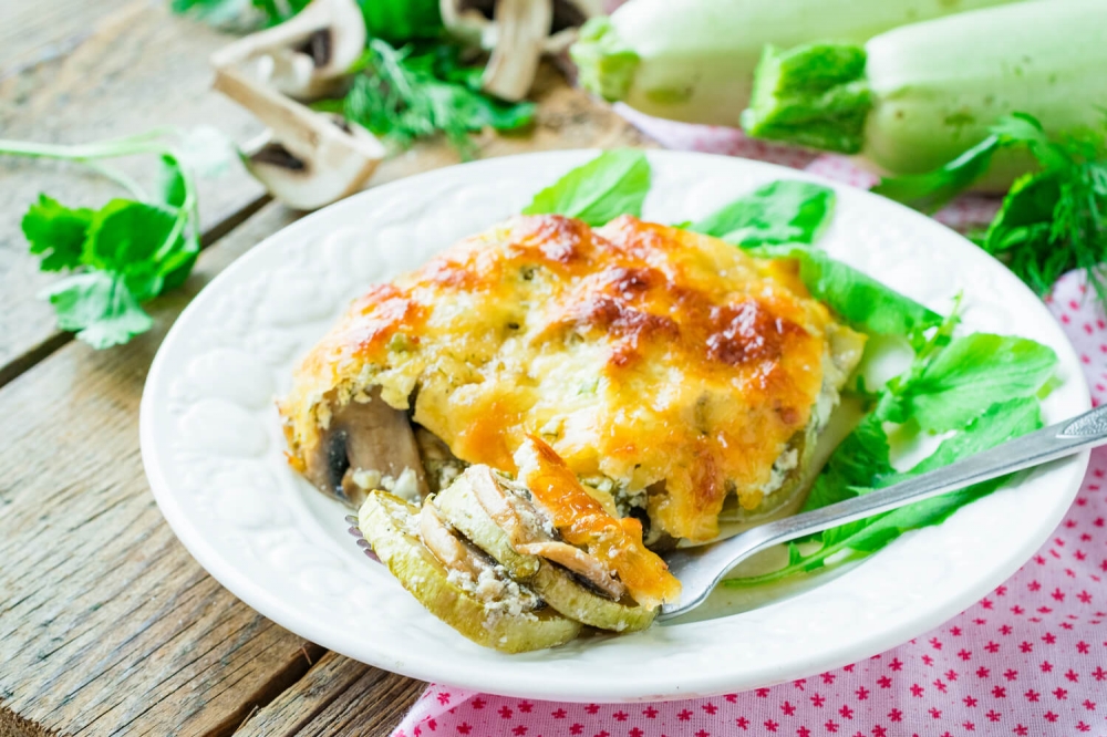 Roasted Zucchini with Mushroom in a Sour Cream Sauce