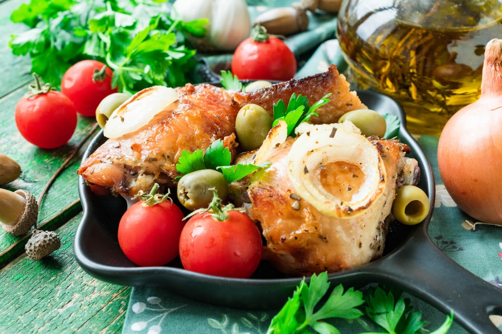 Roasted Chicken with Bread and Garlic