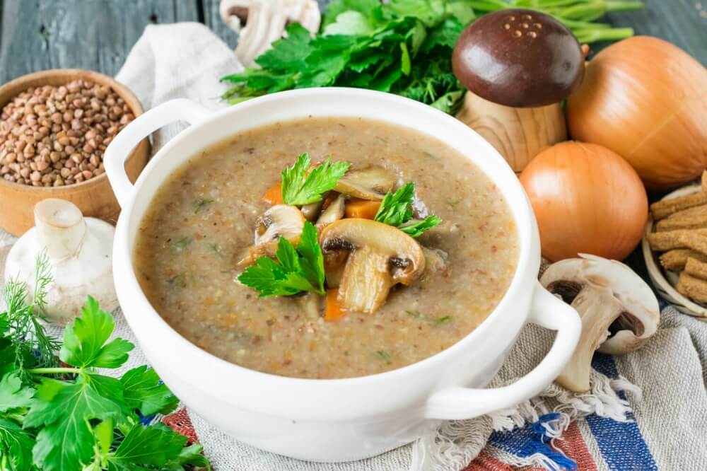 Creamy Buckwheat Soup with Mushrooms