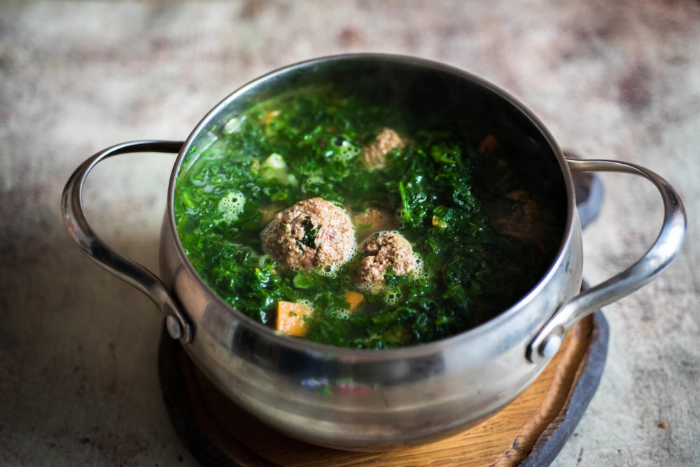 Chicken Meatballs Spinach Soup