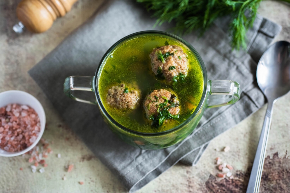 Chicken Meatballs Spinach Soup