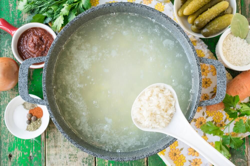 Rassolnik Pickle Soup with Rice