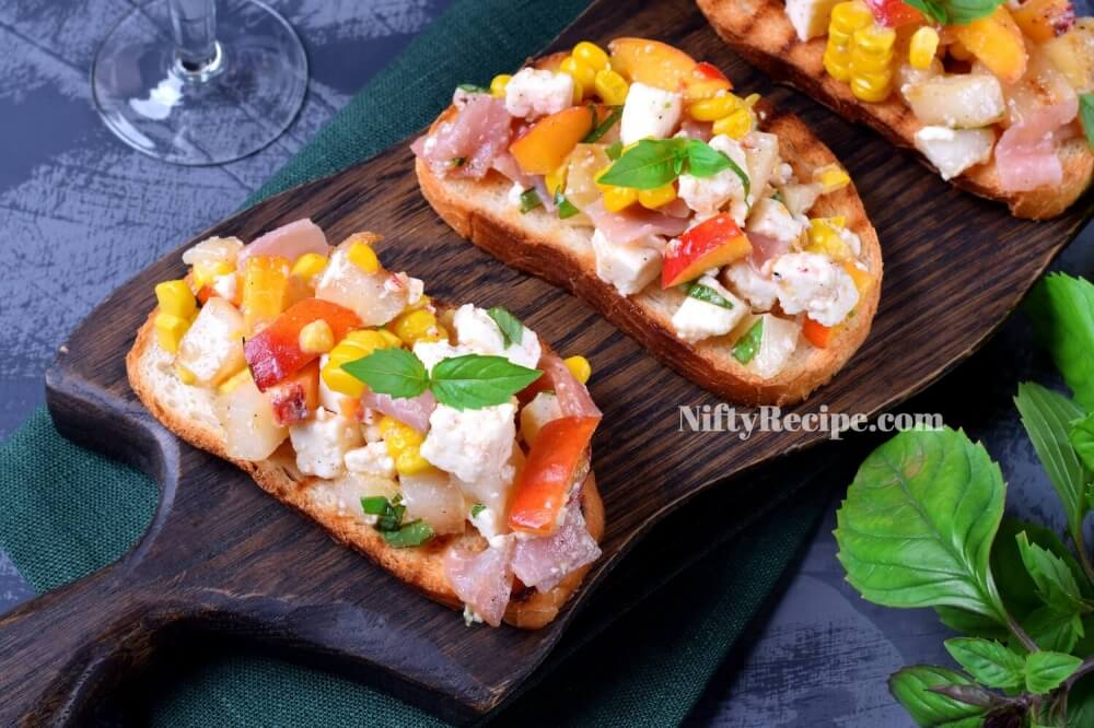 Bruschetta with Grilled Melon and Corn Salad