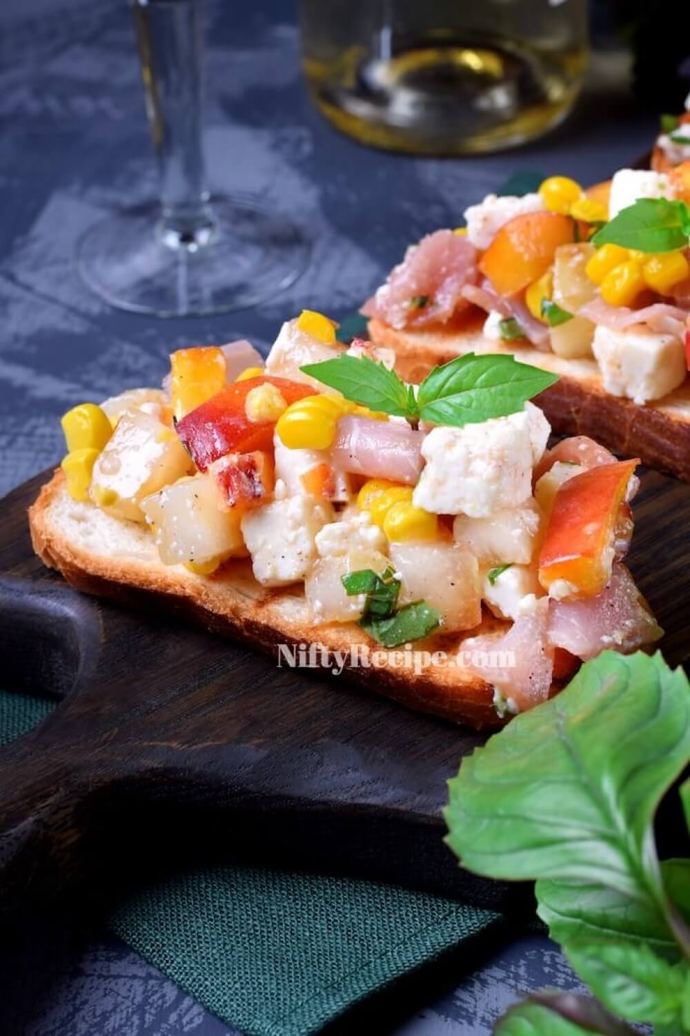 Bruschetta with Grilled Melon and Corn Salad