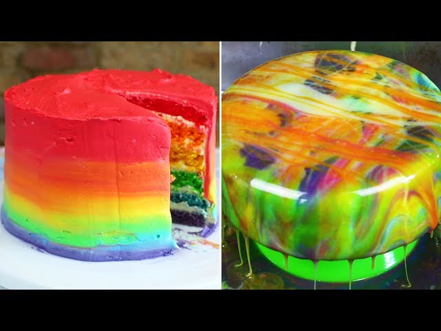 Rainbow Cake And Mirror Glaze Cake Recipe By Hooplakidz Recipes
