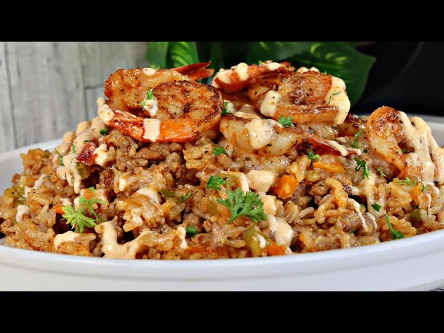Shrimp Dirty Rice with Creamy Butter Sauce