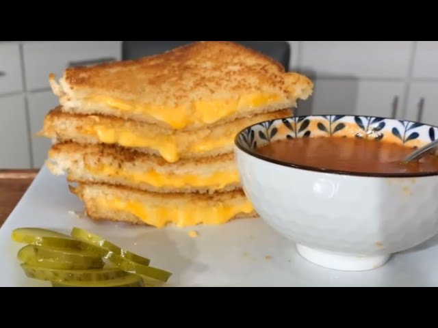 Classic Grilled Cheese Sandwich and Tomato Soup