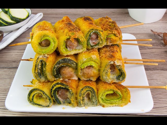 Zucchini and sausage skewers