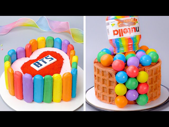 Satisfying Rainbow Cake Decorating