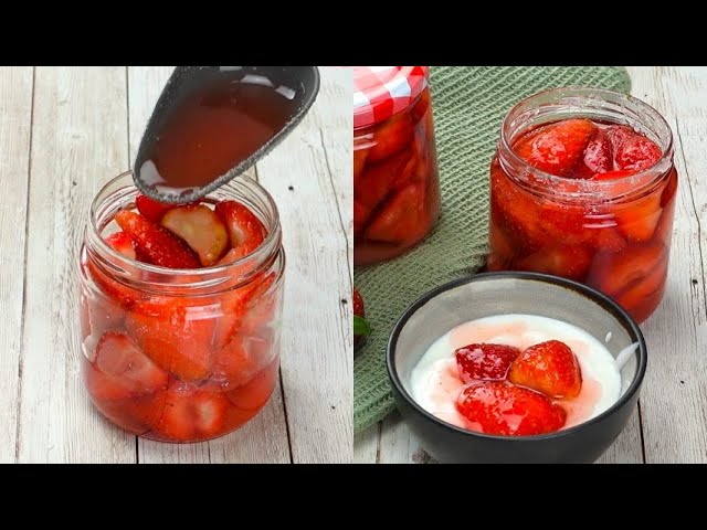 Candied strawberries in syrup