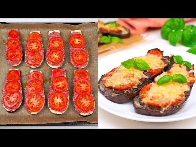 Baked meat stuffed eggplants