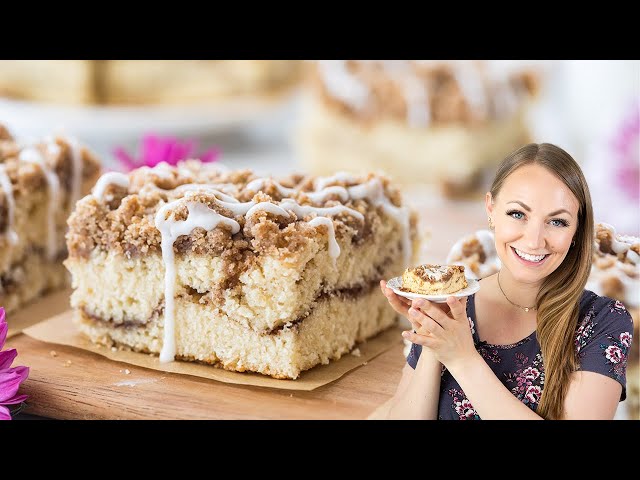 Coffee Cake with a Cinnamon Sugar Ripple and Crumbly Streusel Topping