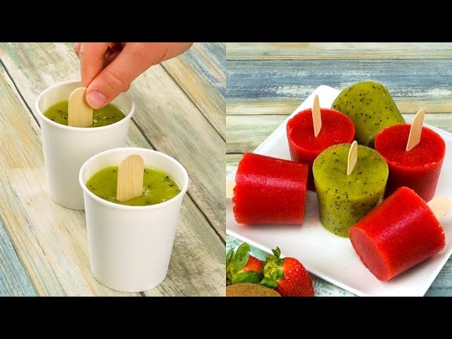 Strawberry and kiwi popsicles