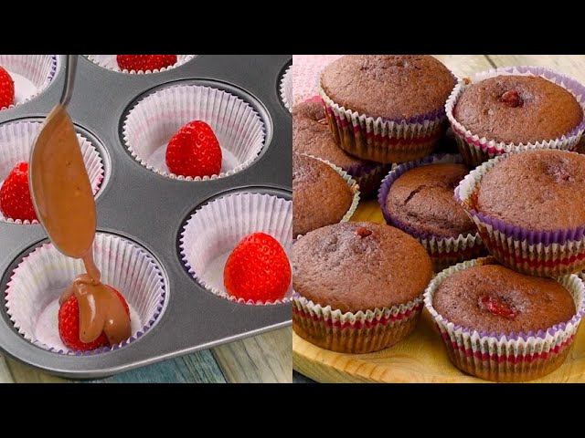 Strawberry and chocolate muffins