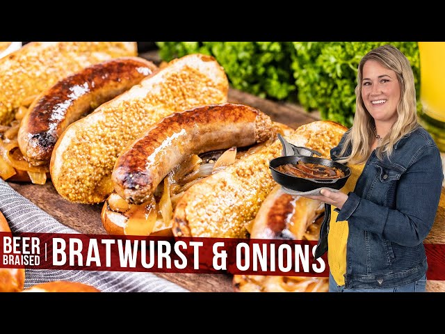 Beer Braised Bratwurst and Onions