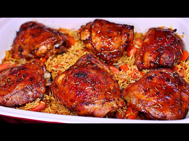 Baked Chicken Thighs and Rice with Carrots