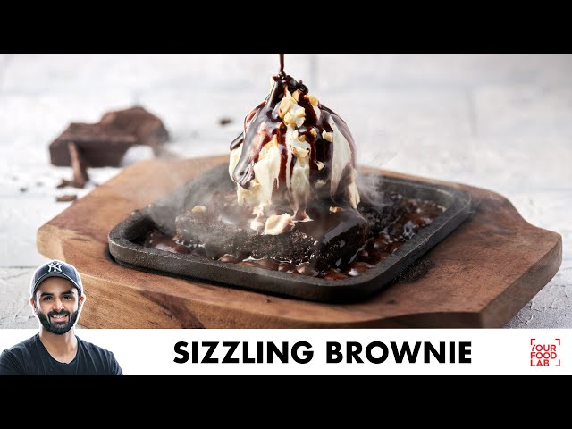 Eggless No Oven Sizzling Brownie