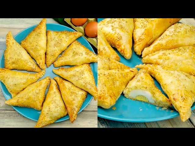 Puff pastry egg triangles