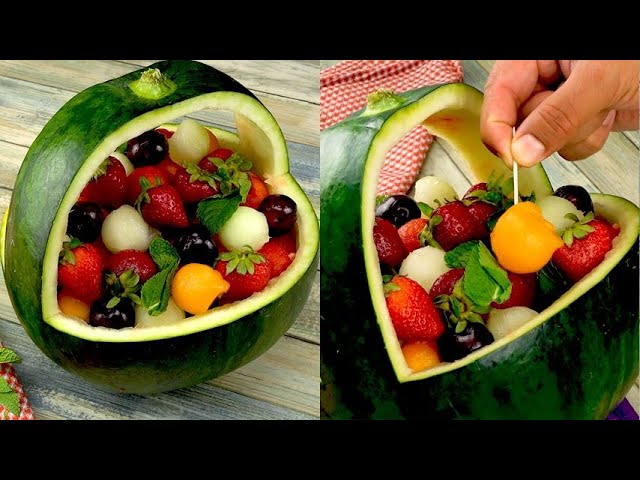 Fresh fruit in watermelon bowl