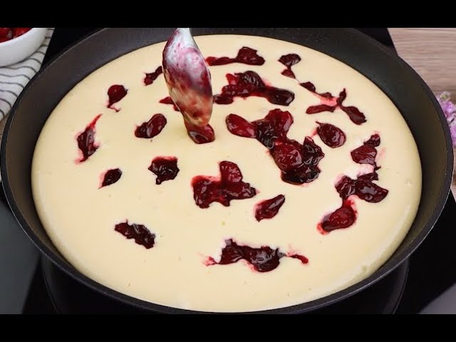 Cherry cake in a pan