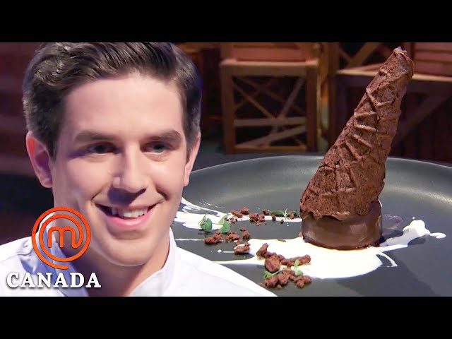 Trevor's 'Divine' Fallen Chocolate Ice Cream Cone Dessert | MasterChef Canada | MasterChef World