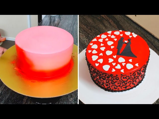 Red Colour Anniversary Cake