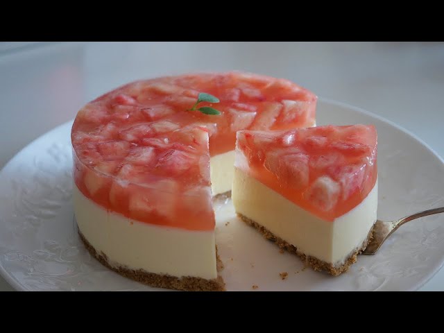 No-bake Cheesecake with Peach jelly Topping