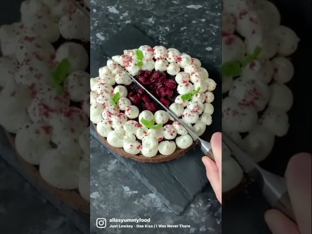 Cherry chocolate tart with vanilla cream