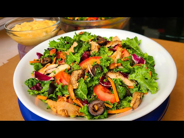 Blackened Chicken Bacon salad with homemade salad dressing