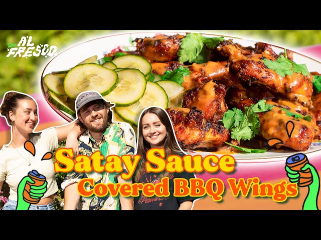 Satay Sauce Barbecue Chicken Wings With Pickled Cucumber