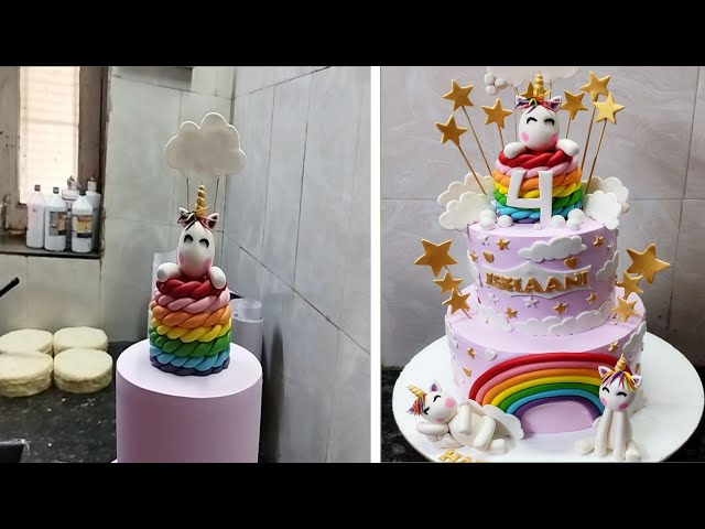 Two Step Unicorn Birthday Cake Decorating