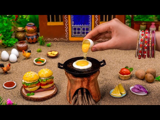Miniature Masala Fried Egg Burger