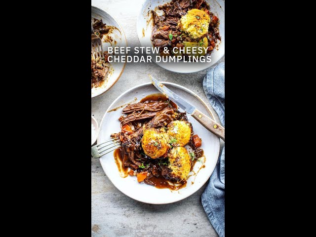 Beef Stew with Cheesy Cheddar Dumplings