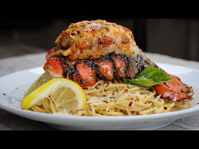 Lemon Pasta with Garlic Butter Lobster Tail