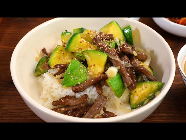 Squash and beef over rice