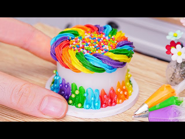 Colorful Miniature Rainbow Jelly Birthday Cake Decorating