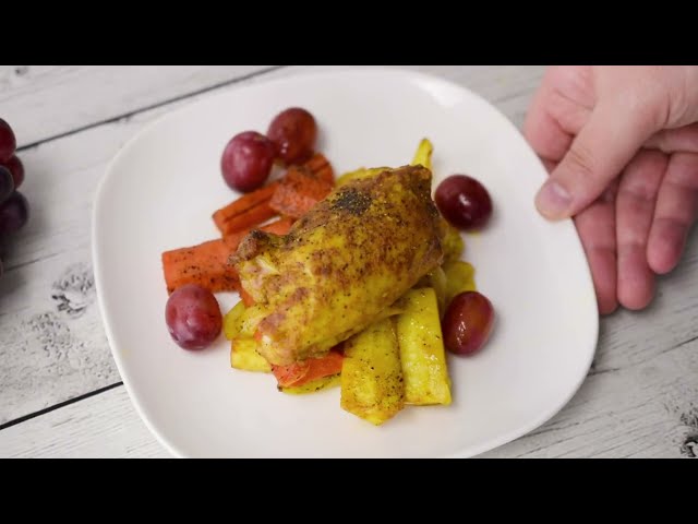 Chicken Sheet Pan Dinner with Grapes, Carrots and Parsnips