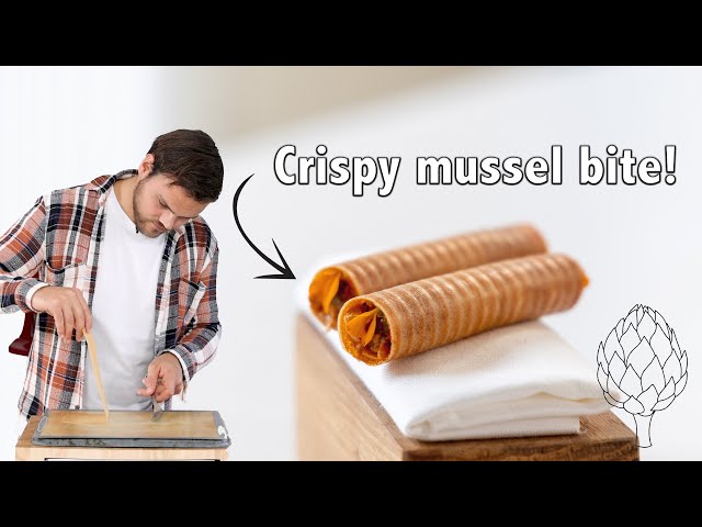 Mussel & crispy onion cilinder bite