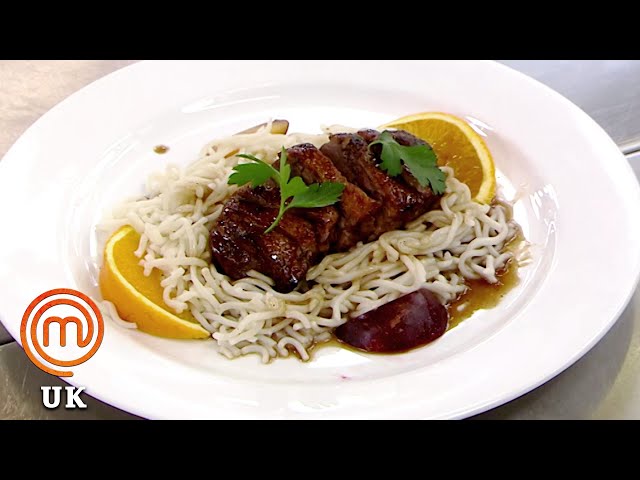 Pan Fried Duck With Noodles For Elimination Challenge | MasterChef World