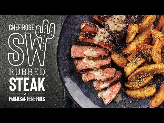 Southwest Steak With Creamy Peppercorn Sauce and Parmesan-Herb Steakhouse Fries