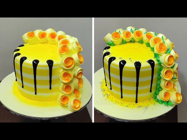Yellow Cream Chocolate Fancy Cake Decorating Ideas